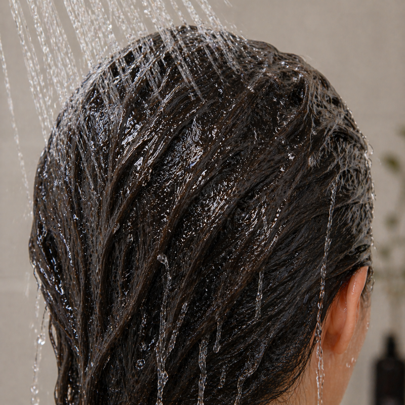 <p>Rinse your hair with water until it runs clear. No extra steps or complicated process needed.</p>