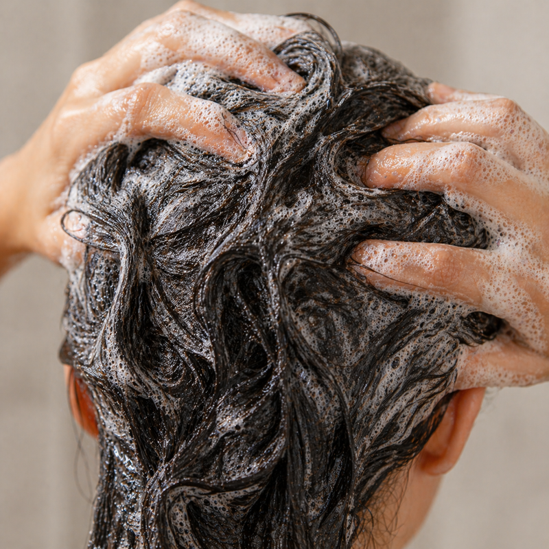 <p>Apply a generous amount to dry hair and massage evenly from root to tip, just like your regular shampoo.</p>